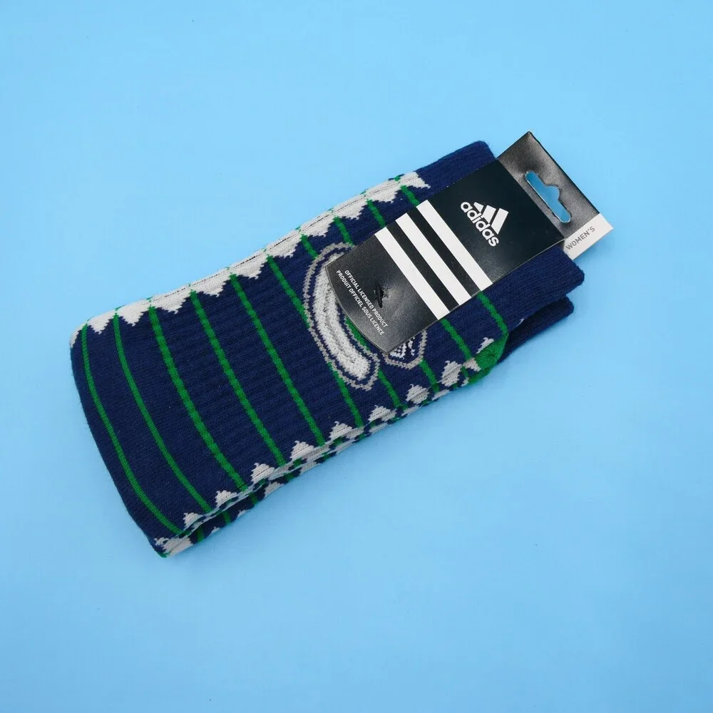 Vancouver Canucks Crew Socks Womens One Size Adidas Blue Hockey NHL Mid‎ Y2K New